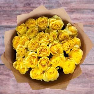 Букет 15 желтых роз с упаковкой R679